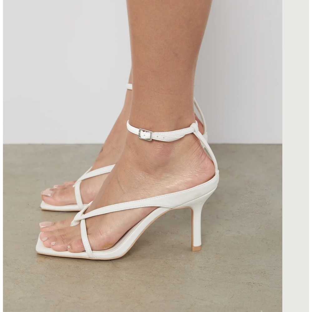 Oak + Fort White Strappy Heel Sandal